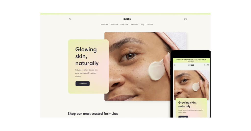 Sense a free Shopify theme